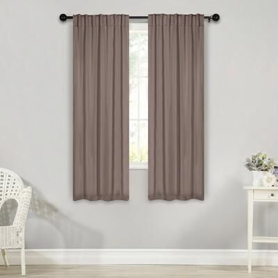 Superior Solid 2-Piece Room Darkening Curtain Set, Rod Pocket Backtab Header Window Drapes