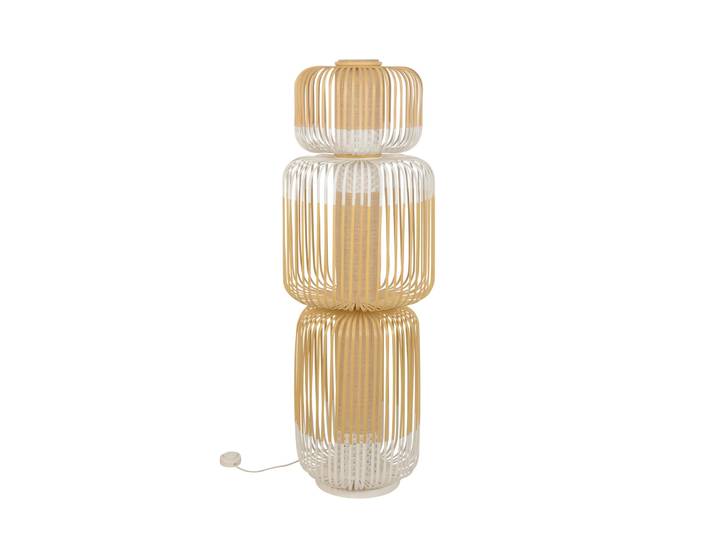 Lampe sur pied Bamboo Totem, blanc, hauteur 118 cm, E27 - Forestier - Salon / séjour - Design - Bambou - Multi-ampoules