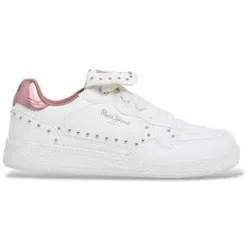 Pepe Jeans für Mädchen. PGS000009 Weiße Sneaker Ball Studs (33), Wohnung, Schnürsenkel, Lässig, Kinderbekleidung