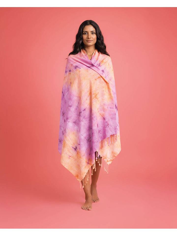 Samimi Strandtuch "Tie Dye" in Lila/ Orange - (L)180 x (B)100 cm - onesize