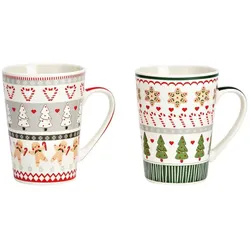 Kaffeebecher Weihnachtsmotiv 13 cm Porzellan Bunt