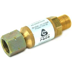 Cavagna Schlauchbruchsicherung 108700, 1/4Zoll, 1,5 kg/h Nenndurchfluss, Messing, Ausgangsdruck 30 mbar