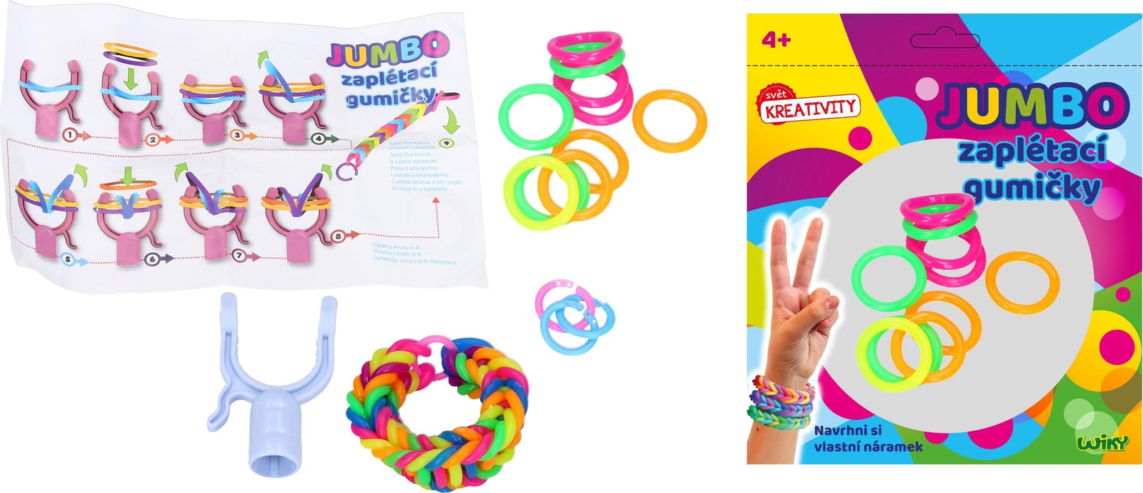 Wiky Magische vlechten Jumbo-elastiekjes 72-delige set met accessoires