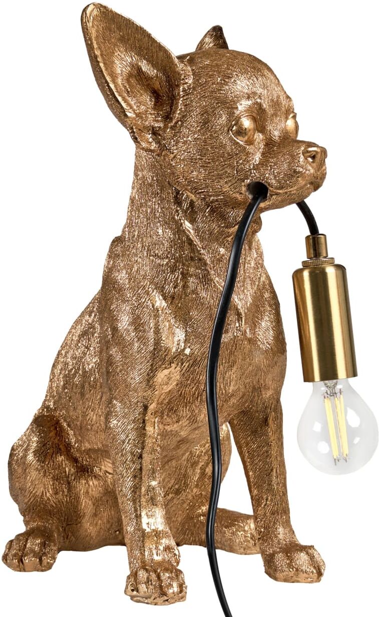 Beliani Lampe à poser chien doré Doré 25x32x17cm
