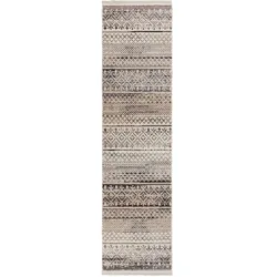 Teppich-Läufer Kurzflor PERRAN Boho Streifen Polypropylen 60x230 cm Naturfarben Flurläufer Küchenläufer gemustert modern | Kadima Design