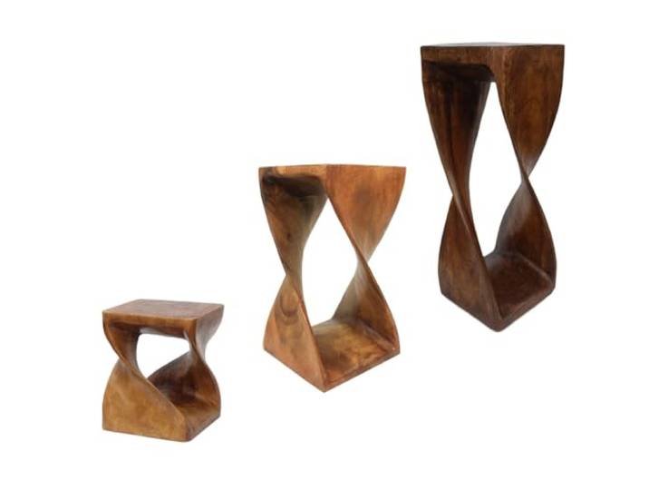 Oriental Galerie Säule Ständer Gedreht Podest Hocker Tisch Beistelltisch Holz ca. 75 cm Braun