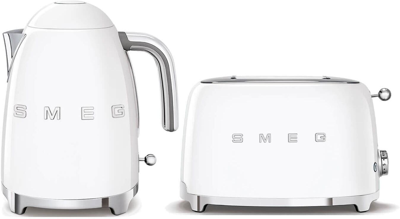 Smeg Jug Kettle & 2 Slice Toaster Set - White