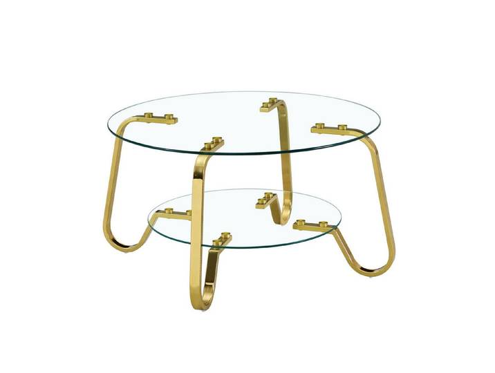 gopop Couchtisch Retro-Doppelglas-Tisch, Metallrahmen, goldfarben/argentfarben/schwarz (1-St)