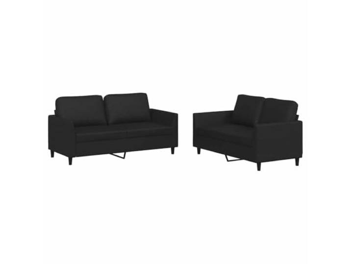 GHVBNMF 2-TLG Sofagarnitur mit Kissen Kunstleder Couch Set Schwarz Gemütliche Polstermöbel mit stabilem Metallgestell und Kissen, ideal für Wohnzimmer, Büro oder Empfangsbereich.
