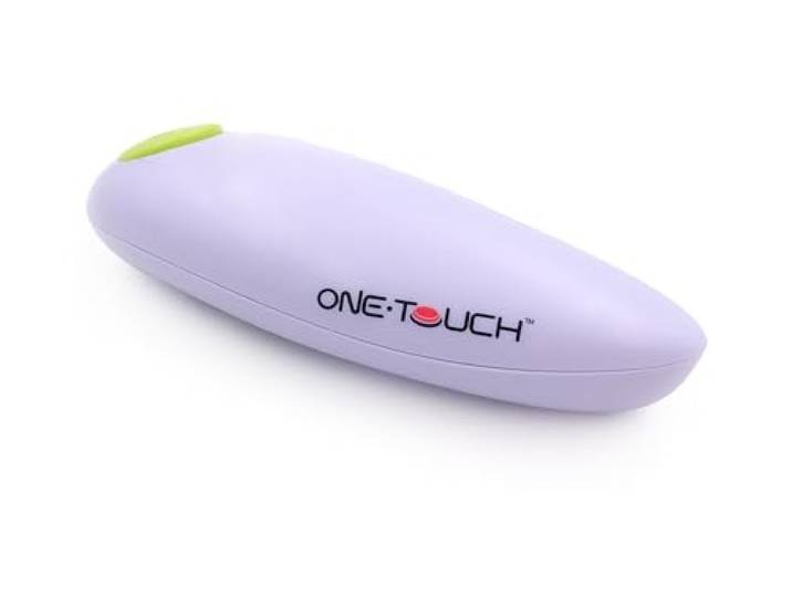 ONE TOUCH Ouvre-boite électrique « mains libres » KC08 - Libérez-vous des efforts inutiles - Une simple pression pour ouvrir vos boites de conserve en toute sécurité\, Blanc