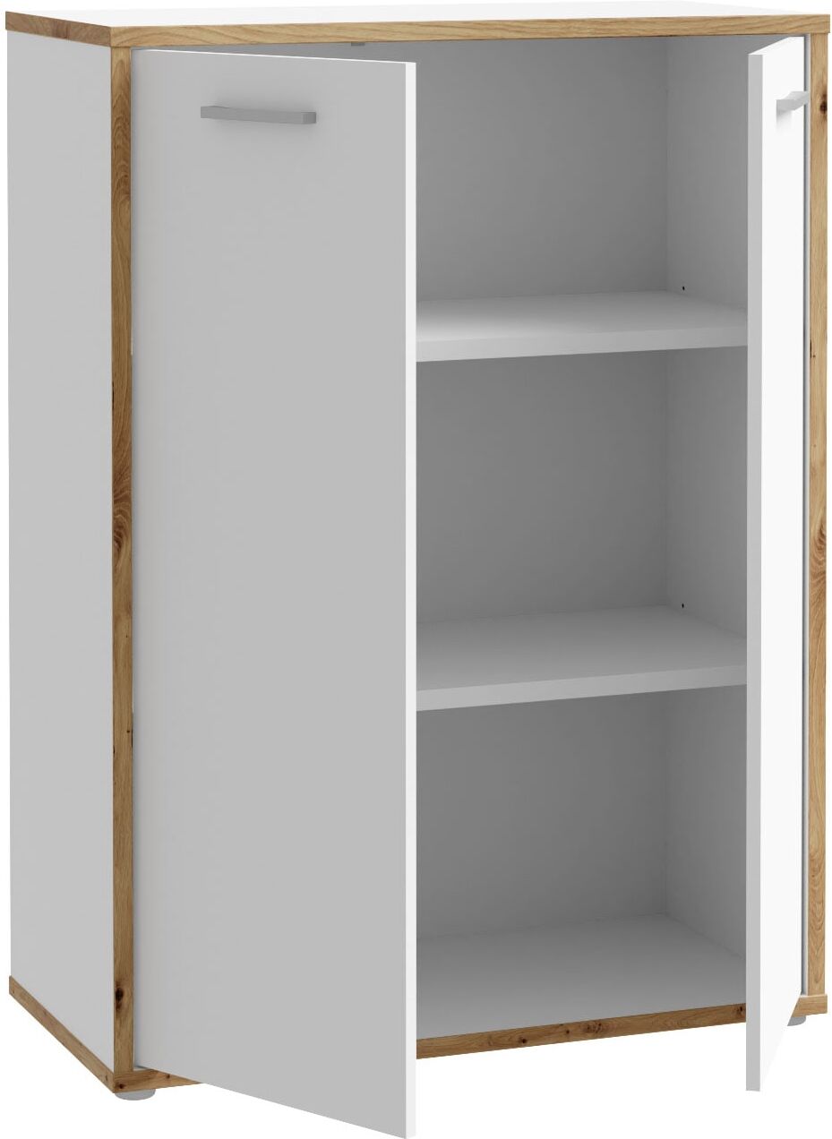 Kommode FORTE "Keflav", weiss (weiß, artisan eiche), B:84,5cm H:115,1cm T:41,5cm, Holzwerkstoff, Sideboards, Kommode, Breite 84,5 cm weiß, artisan eiche B/H/T: 84,5cm x 115,1cm x 41,5cm, 2 Stk.