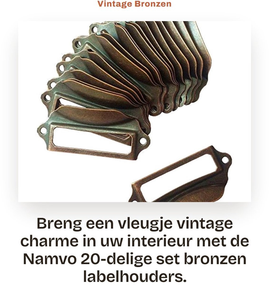 Dailygoods Vintage Labelhouder met Deurgreep - Metalen Etikethouder - 20 stuks - 90 x 40 mm