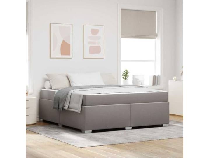 Atmungsaktiver Stoff Holzwerkstoff Modernes Schlafzimmerdesign Bettgestell Bettrahmen mit Matratze Taupe 180x200 cm Stoff Boxspring Optik Komfort Lattenrost Taschenfederkern