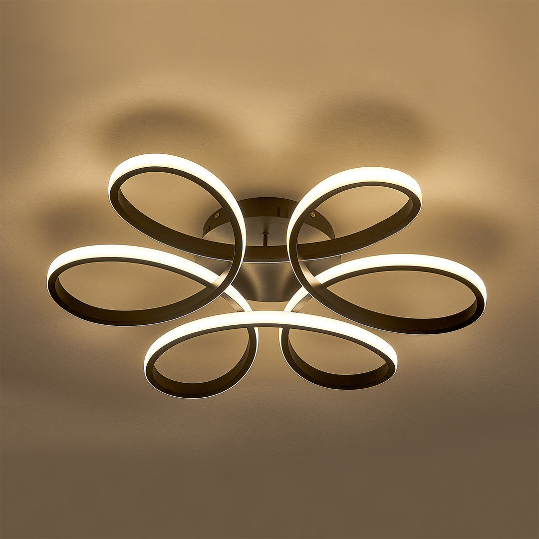 Wade Logan Innsbrook Modern Acrylic Light-adjusted Petal Ceiling Light 1-Light Semi Flush Mount Light Black (Dimmable) 10cm H x 58cm W x 58cm D