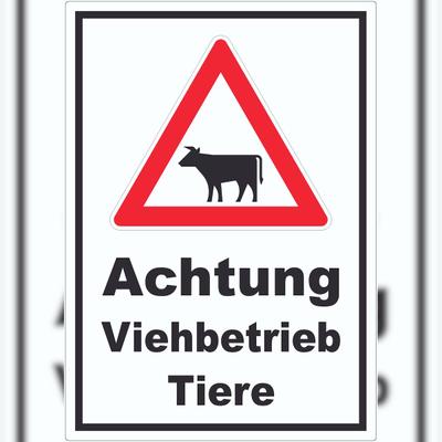 HB-Druck Aufkleber Achtung Viehbetrieb Tiere A4 (210x297mm)