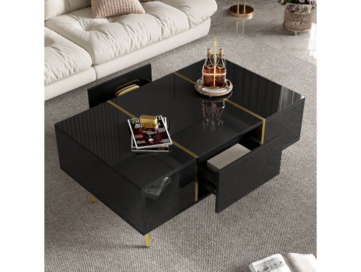Table basse Table basse rectangulaire Table de salon Table basse rectangulaire moderne haute brillance Table à thé rangement salon