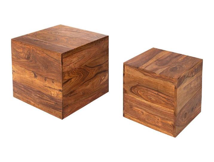 Licht-Erlebnisse Beistelltisch MAKASSAR, 2er Set Holz massiv Natur 30 / 40 cm breit Beistell Tisch