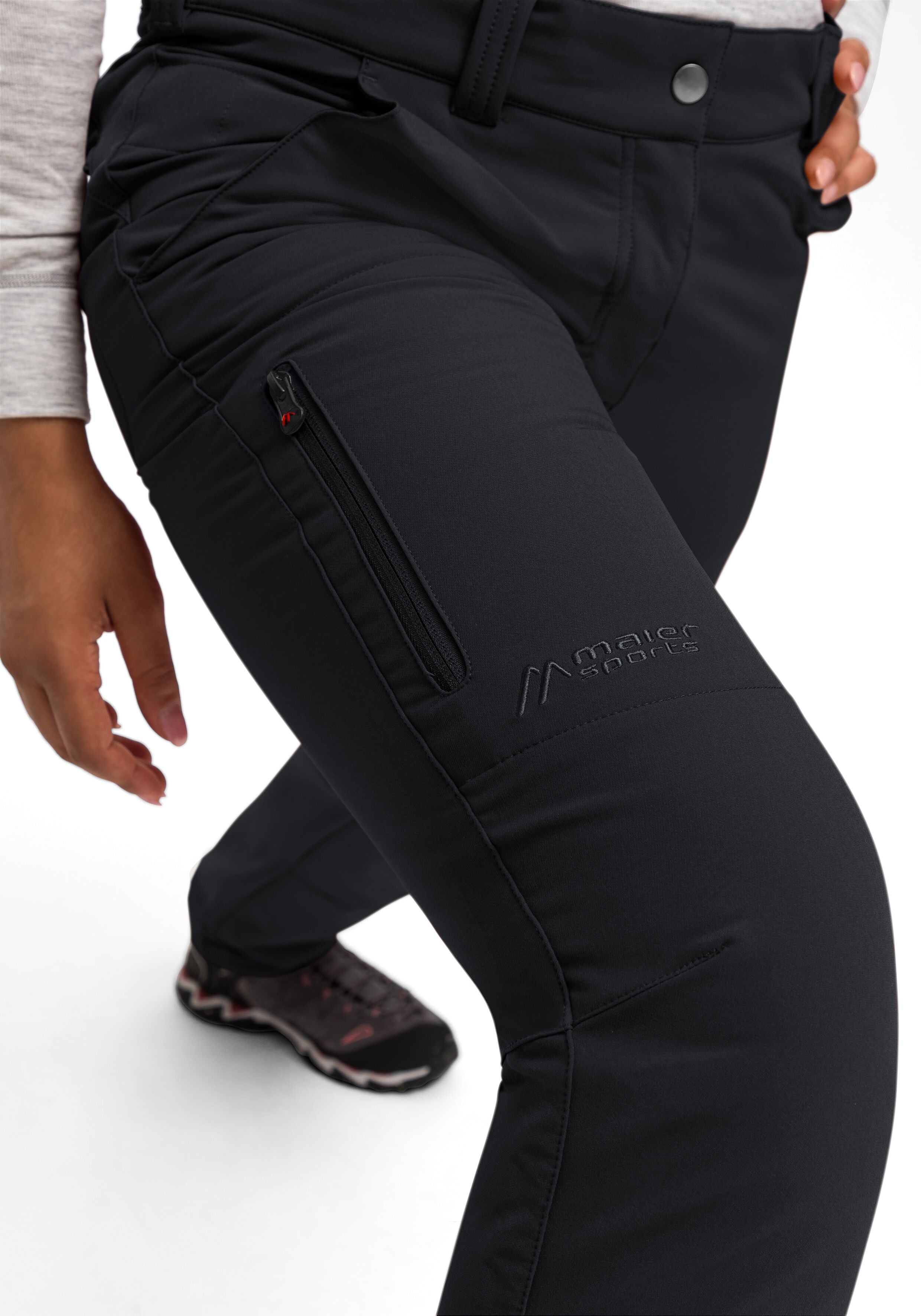 Outdoorhose MAIER SPORTS "DA-HOSE EL. HELGA", Damen, Gr. 84, L-Gr, schwarz, Obermaterial: 91% Polyester, 9% Elasthan, Hosen Outdoorhose, mit vier Taschen, aus robustem Doppelgewebe, schnell trocknend