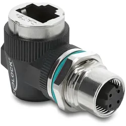 DELOCK M12 Adapter D-kodiert 4 Pin Bu zu RJ45 Bu gewinkelt