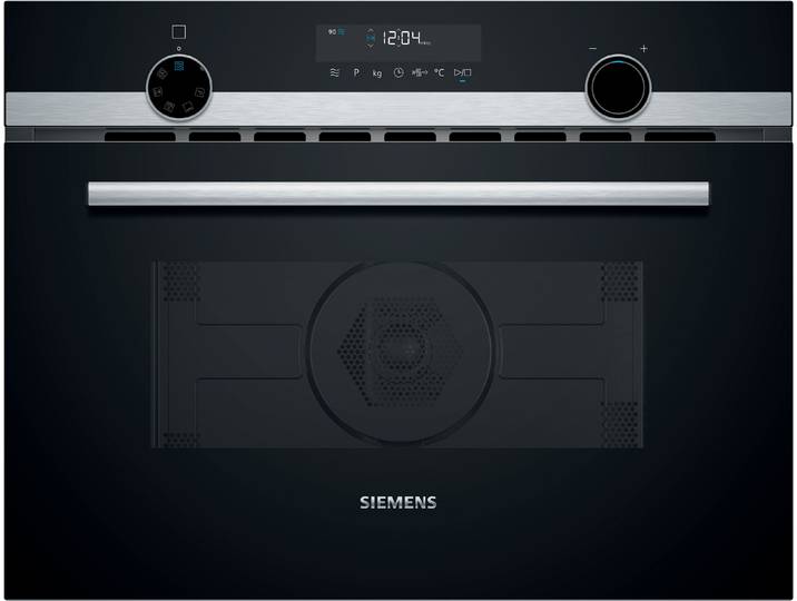 SIEMENS Backofen mit Mikrowelle CM585AGS1 , grau (edelstahl), B:59,4cm H:45,4cm T:57cm, Backöfen, Zeiteinsparende Schnellaufheizung & gleichmäßige Heißluft, Backofen mit Mikrowelle