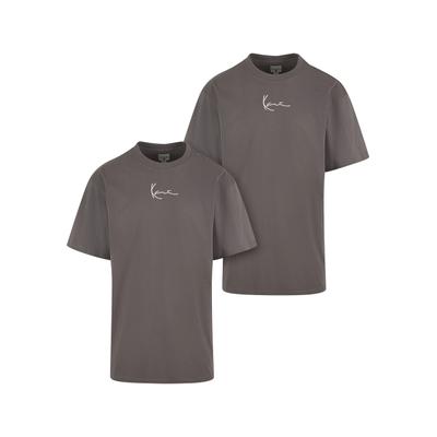 T-Shirt KARL KANI "Karl Kani Herren Karl Kani Small Signature Essential Tee 2-Pack", Herren, Gr. S, grau (anthrazit), 100% Baumwolle, oversize, Rundhals, Shirts T-Shirt