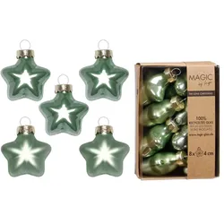 8 Christbaumschmuck Sterne 4cm Glas Christbaumkugeln matt & glänzend kleine Weihnachtskugeln Weihnachten Weihnachtsbaumschmuck Deko Mintgrün Mild Sage