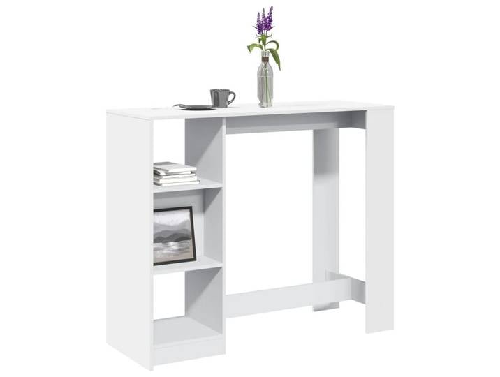 vidaXL Bartisch, Bartisch mit Regal Weiß 124x46x103,5 cm Holzwerkstoff