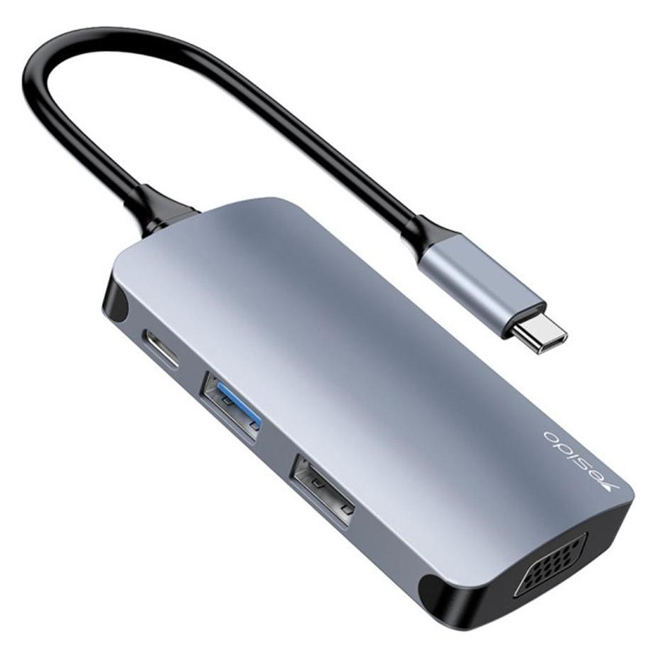Yesido USB-C Hub HB16, 7in1, Grey (USB-C, 7 Ports) (60965123)