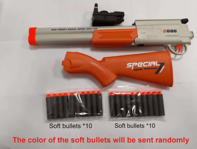 Inspire Curations S686 Style Double Barrel Soft Bullet Toy Blaster orange