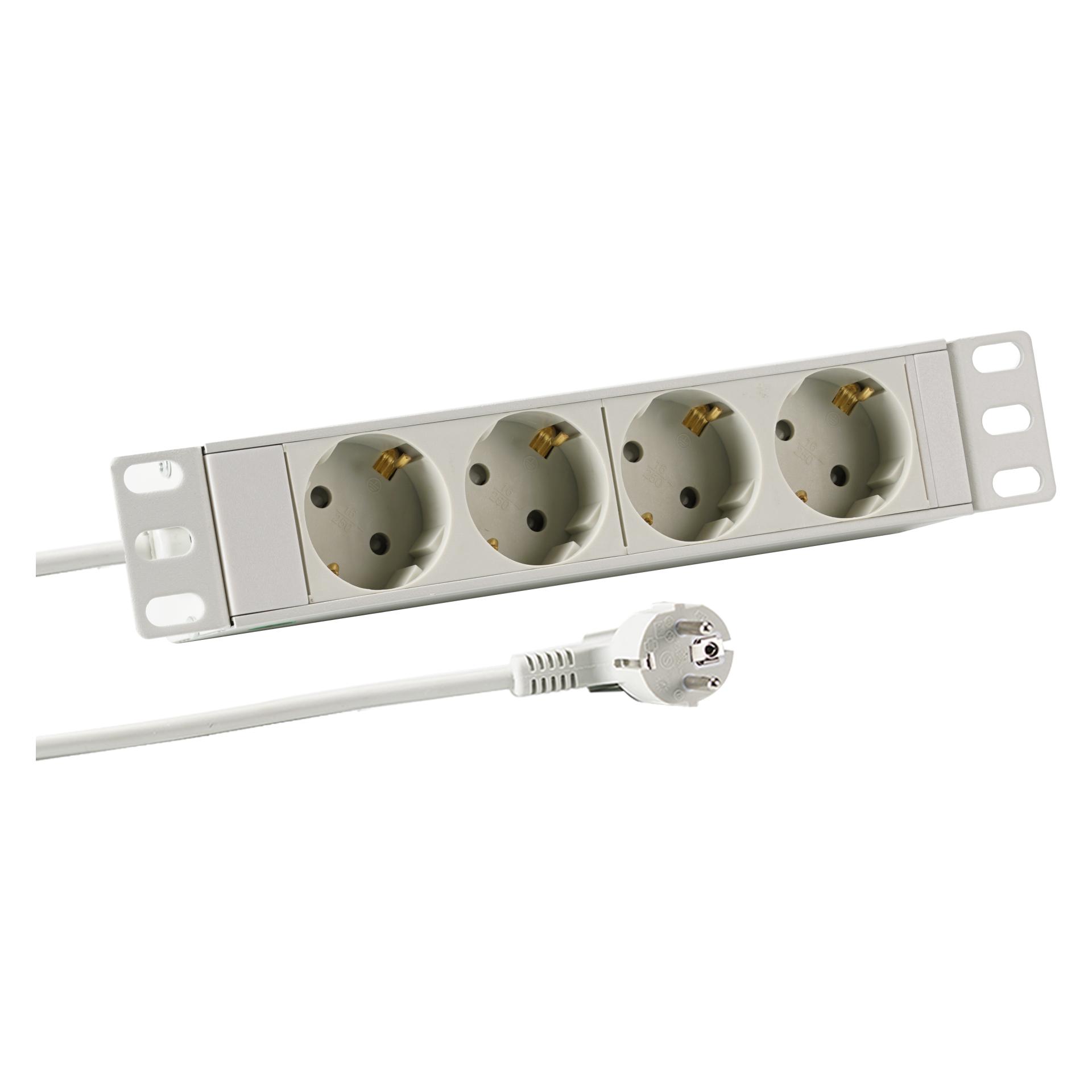 EFB Elektronik 1HE Steckdosenleiste 4xCEE 7/3 ohne Schalter,Alu,gra (4x, CEE 7/3, 2 m) (EK631DE.10GR)