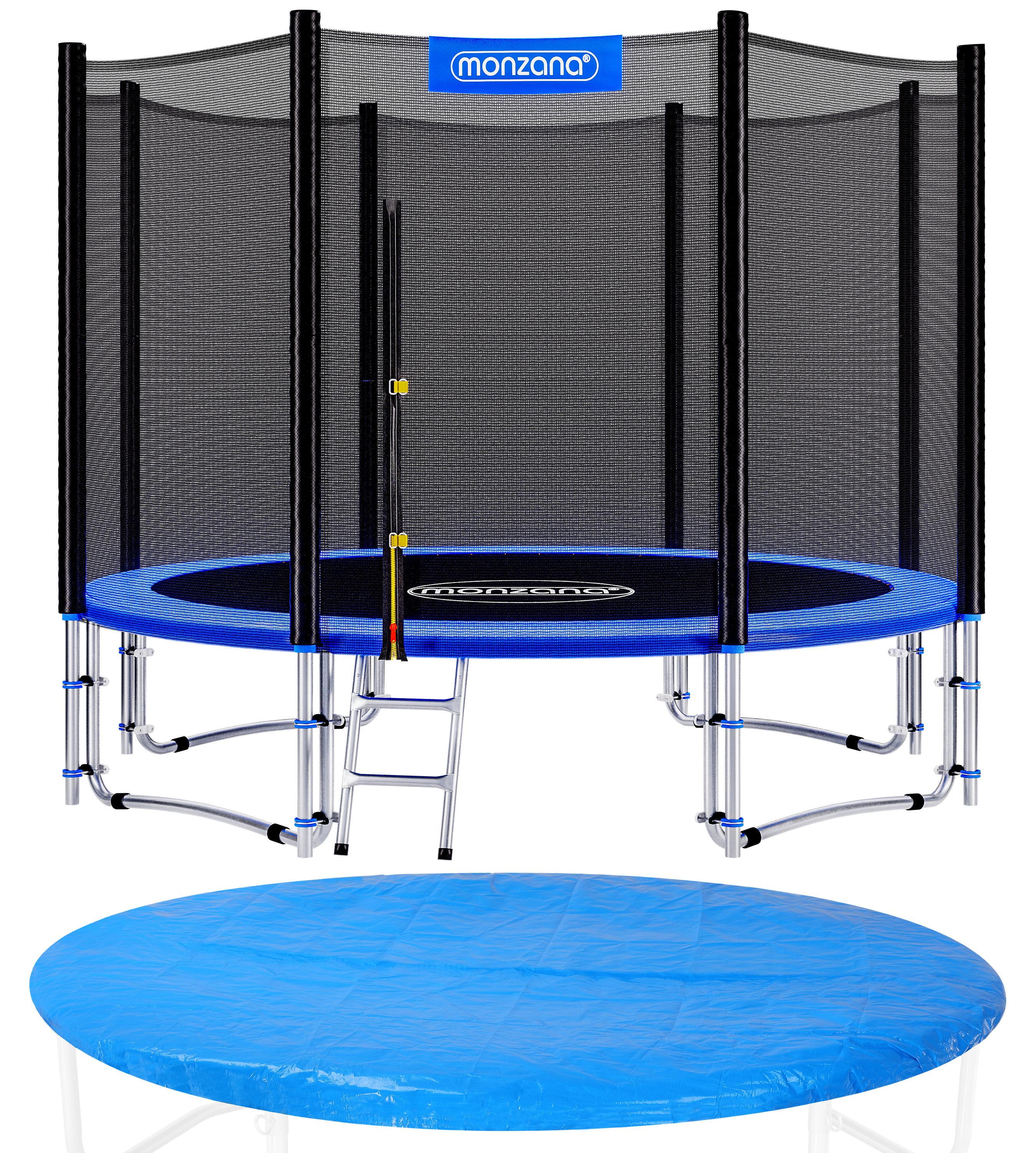 MONZANA Trampolin Ø 305 cm SÜD GS Zertifiziert Komplettset inkl. Sicherheitsnetz, Leiter, Randabdeckung & Wetterplane Kindertrampolin Gartentrampolin