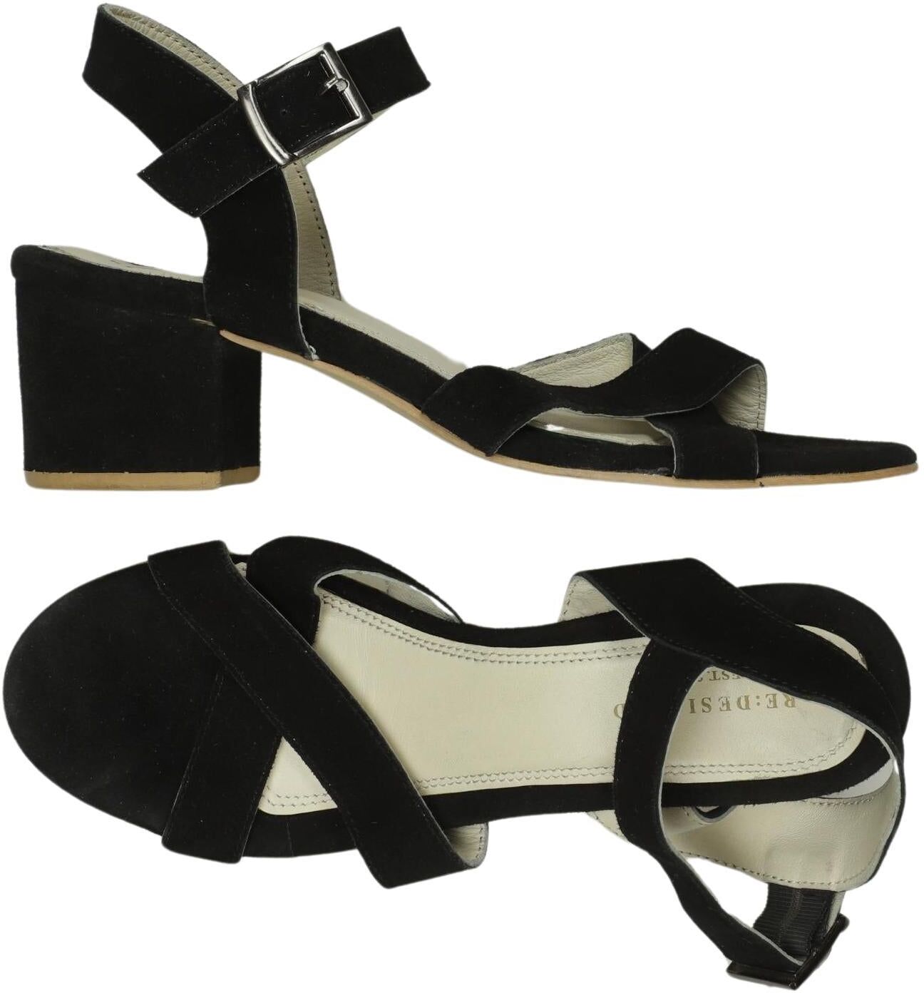 Redesigned Damen Sandalen, Schwarz, Gr. EU 40, Leder - Second Hand