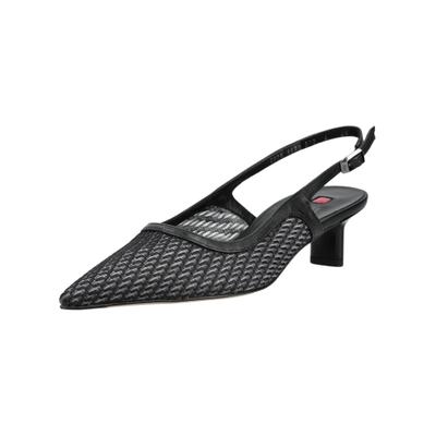 Slingpumps HÖGL "Högl Pumps Textil", Damen, Gr. 38,5, Leder, schwarz, Textil, Schuhe Slingpumps