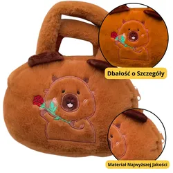 Capybara Plüschtasche mit Rose Braun 20cm