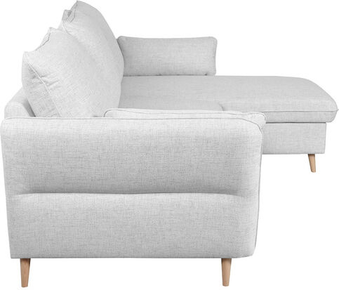 Miliboo Schlaf-Ecksofa rechts mit Stauraum hellgrau DRISS
