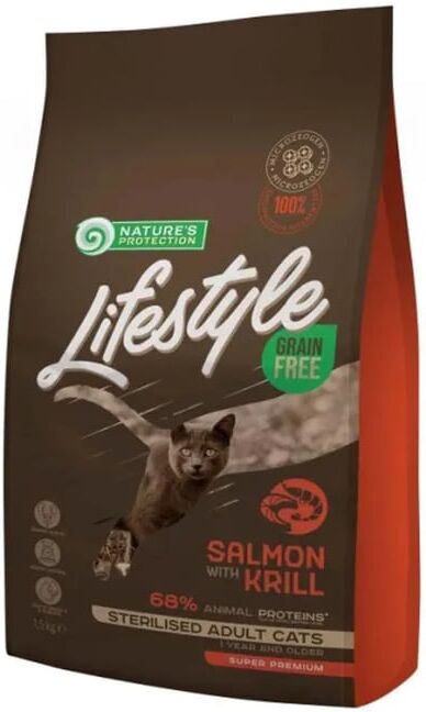 Natures Protection Lifestyle Grain Free Sterilised Cat Adult Salmão E Krill 1.5 Kg