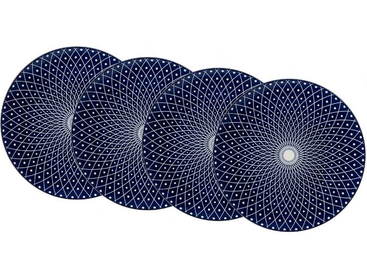 Speiseteller RITZENHOFF & BREKER ROYAL REIKO , weiss (weiß, blau), Ø:26,5cm, Keramik, Speiseteller, Speiseteller, Teller Set, Keramik