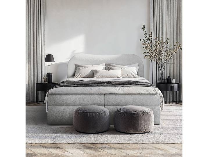 Boxspringbett 160 x 200cm Teddystoff Morera Grau