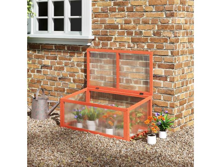 Outsunny Serre Bois Polycarbonate 90x46x40cm Jardin Plantes