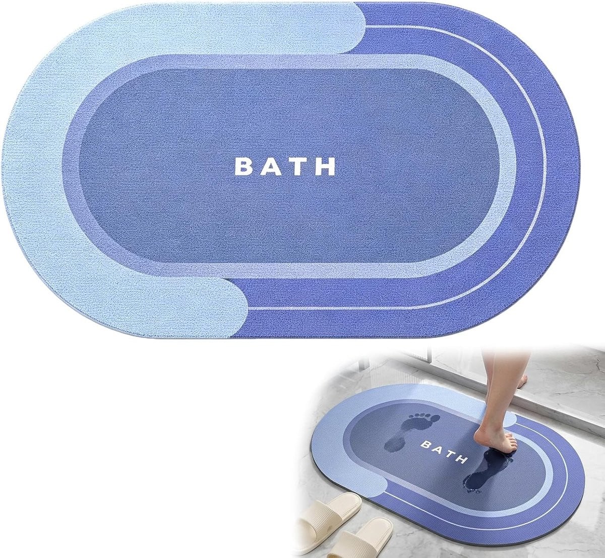 SnelShoppen Diatomite Badmat Ovaal - Super Absorberend en Antislip - Blauw