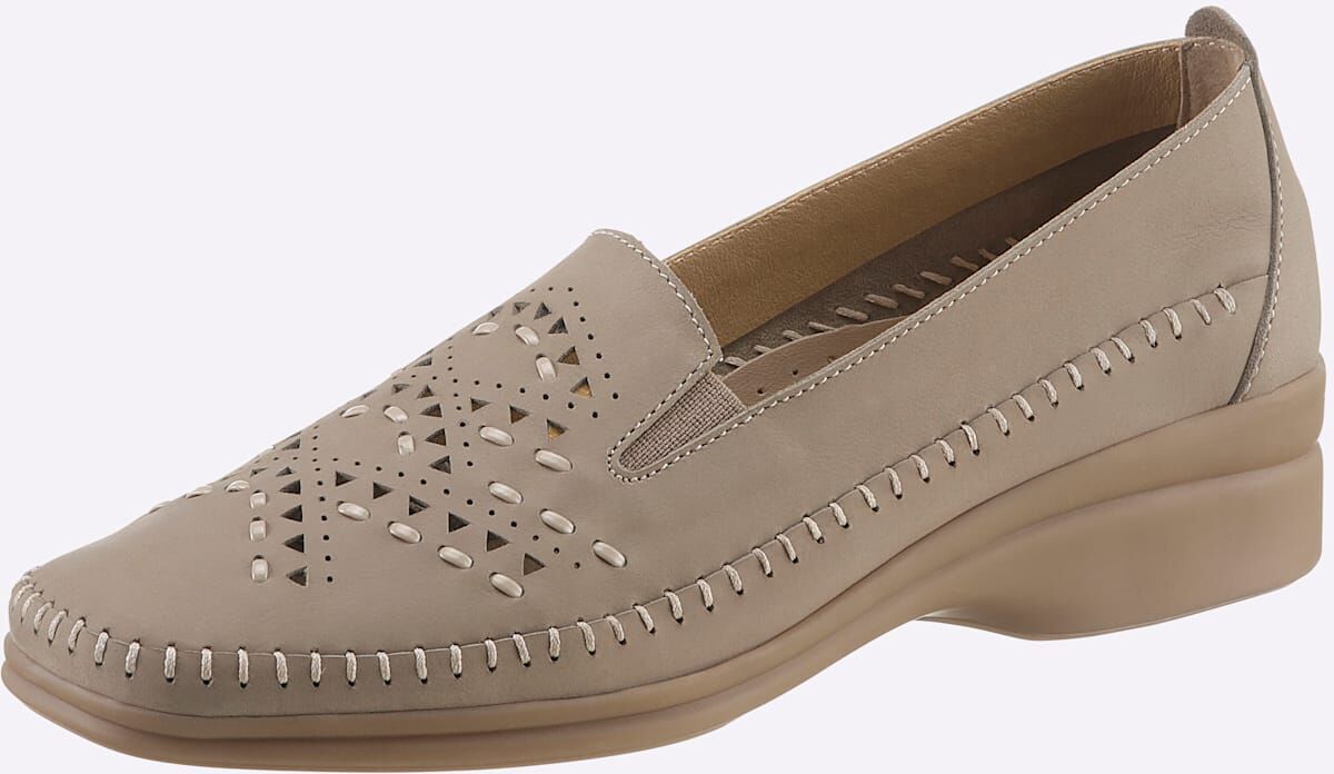 Slipper, Damen, Gr. 41, beige, Veloursleder, Schuhe Slipper beige 41