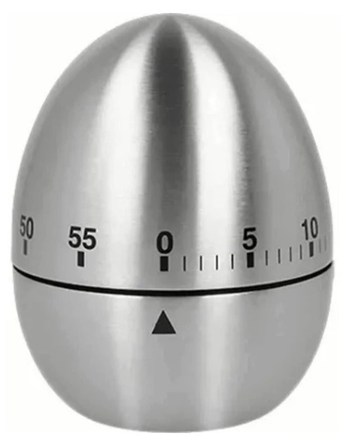 Dripio Eivormige mechanische keukentimer, 60 minuten, roestvrij staal, antislip