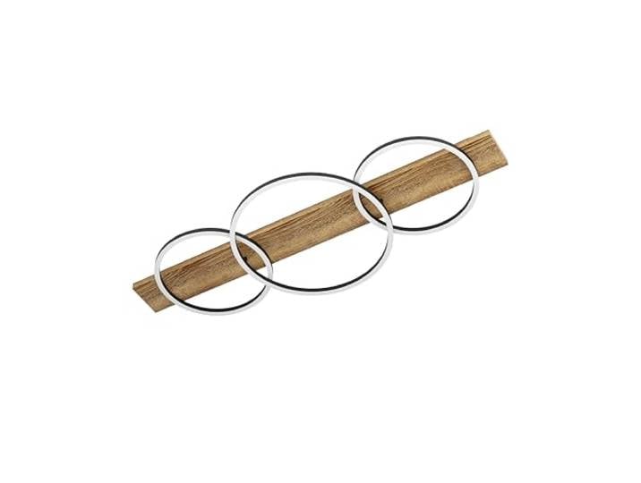 EGLO LED Plafonnier Boyal\, lampe de plafond 3 flammes\, lampe salon style vintage\, rustique\, lampe cuisine en acier\, bois et plastique\, lampe couloir plafond en noir\, brun\, blanc\, L 101 cm