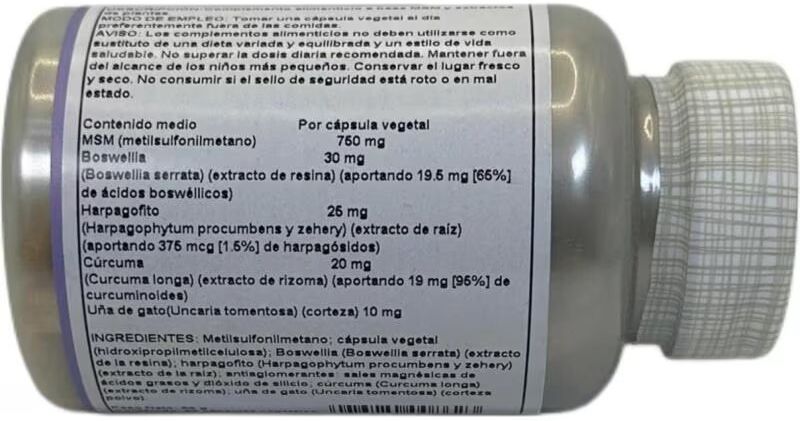 Solaray Msm Con Cúrcuma, Boswellia Y Garra Del Diablo 750 Mg - 90 Cápsulas Talla Única Unisex