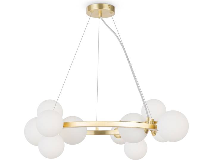 Suspension\, métal verre\, or\, D 67 cm