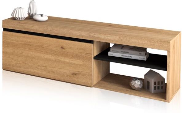duehome Mueble TV con almacenamiento 120 cm Ebos - Roble Nude - Ceniza