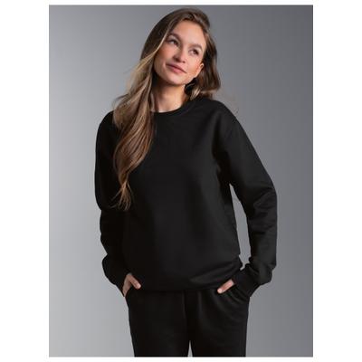 Sweatshirt TRIGEMA "TRIGEMA Sweatshirt aus Biobaumwolle", Damen, Gr. XXL, schwarz, Single Jersey, 75% Baumwolle (Biobaumwolle kbA), 25% Baumwolle (recycelt), Basic, lang, Rundhals, Sweatshirts Sweatshirt