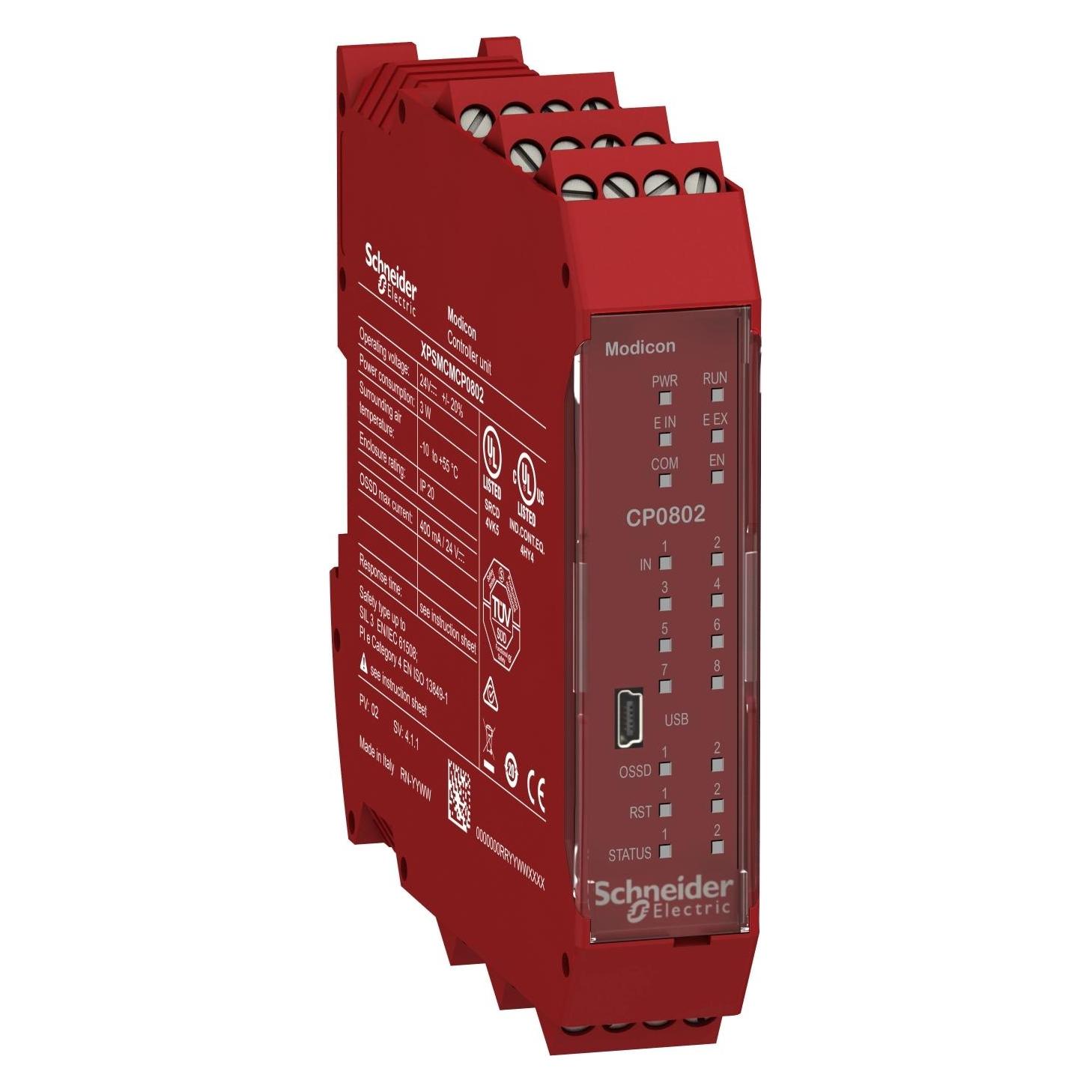 Schneider Electric Safety Controller, 8 Inputs, 2 Outputs (XPSMCMCP0802)