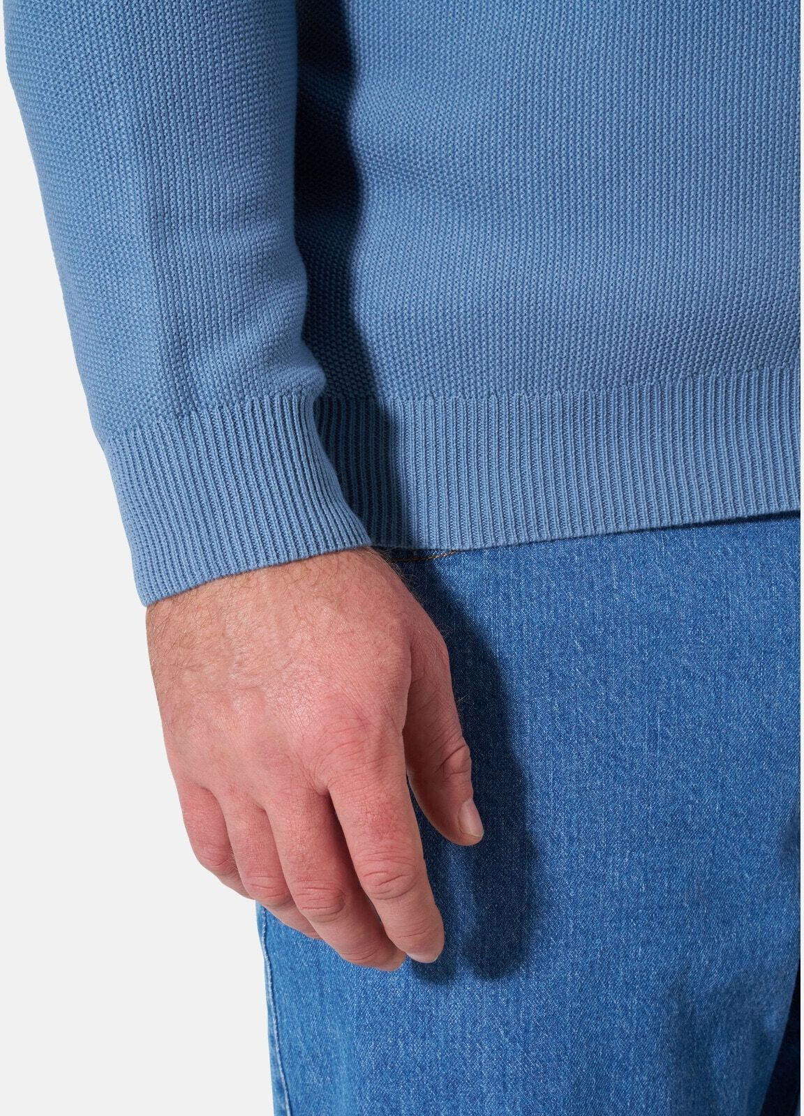 V-Ausschnitt-Pullover JAN VANDERSTORM "Pullover KOLBEIN", Herren, Gr. L, blau, Pullover