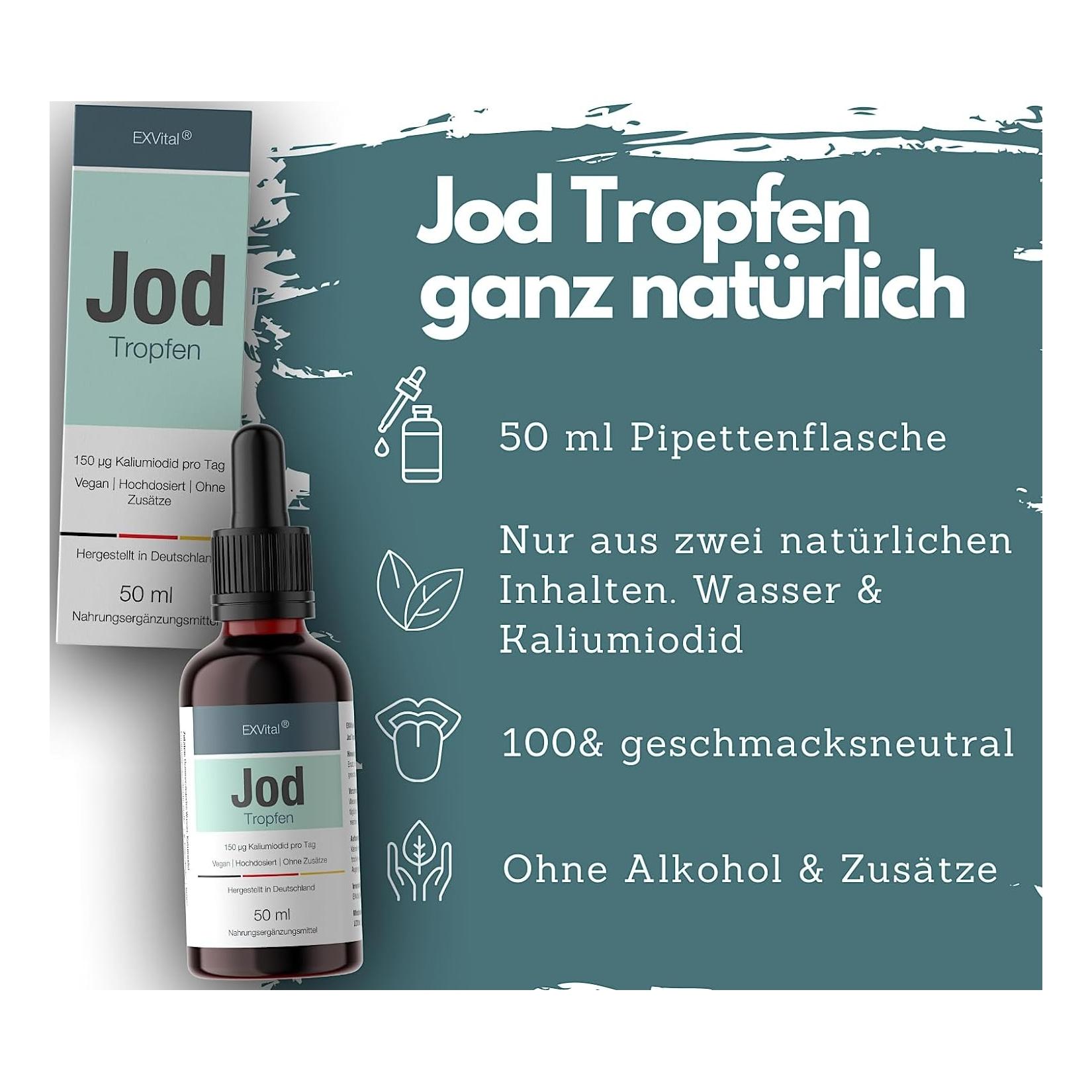 EXVital® Jod Tropfen, hochdosiertes Kaliumiodid, 50 ml
